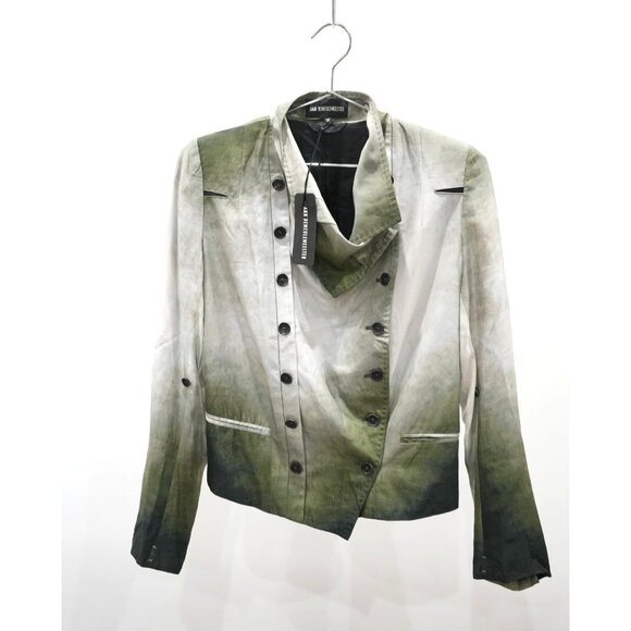 Ann Demeulemeester Amelia Forest Shade 100% Silk Jacket Size 36 Women's NWT w/ S - Picture 1 of 10
